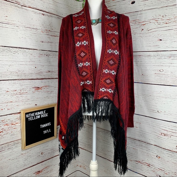 Maurices Sweaters - MAURICE AZTEC FRINGE CARDIGAN